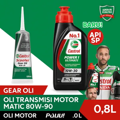 OLI MATIC CASTROL POWER1 ULTIMATE SCOOTER 10W30 4T 100% FULL SYNTHETIC 800ML API SP (KEMASAN BARU)