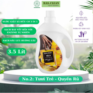 Nước Giặt Xả Hữu Cơ Thơm Lâu MAS.CLEAN Hương Thơm Tươi Trẻ Quyến Rũ Nước Giặt Cho Máy Cửa Trước Và Cửa Trên 3.5 Lít