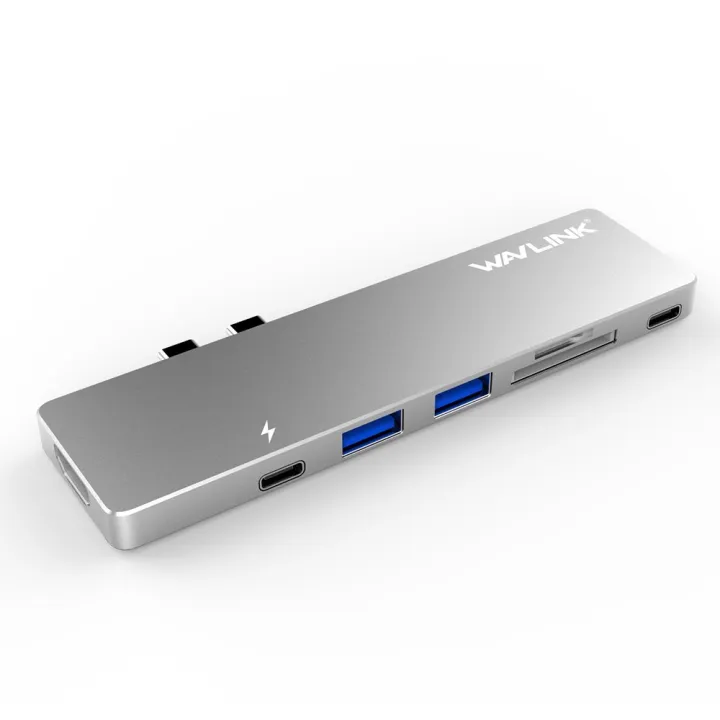 Wavlink Thunderbolt 3 USB-C 7in1 Dock for MacBook Pro 4K HDMI,Card reader, USB hub WL-UHP3405M Silver