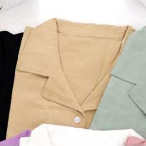 SJM KEMEJA KASUAL BAHAN KATUN LINEN PREMIUN IMPORT LENGAN PENDEK UNQLO KANTONG SATU 2178 WANITA