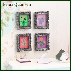 Eelux 2 bức Tranh sơn dầu khung hình Manny cổ điển thu nhỏ 1:12 cho nhà búp bê mini