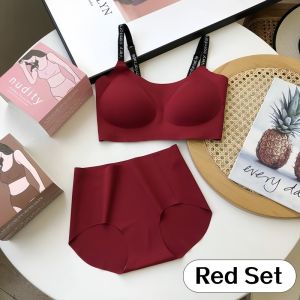 FINETOO Womens Thickened Push up Bra Seamless U-Back Design Gathered Waist Slimming Invisible Underwear Full Cup Nylon Fabric