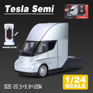 LEO 1:24 Tesla Semi Truck Head Metal Diecast Alloy Toy Car Model Trucks For Kids Toys Vehicles Hobbies Collectio