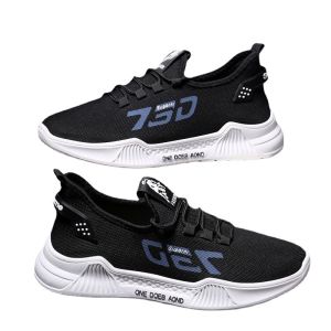 new casual mens shoes breathable flying woven shoes all-match Korean style trendy shoes