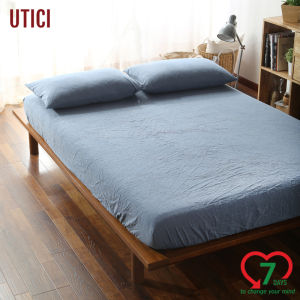 UTICI ผ้าปูที่นอน 1ผืน 6ฟุต/5ฟุต ผ้าฝ้ายแท้100% คละสี คุมกับที่นอน 10 นิ้ว มีที่รัดมุม ยางรัด4ที่ Fitted sheet