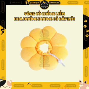 Vòng Cổ Chống Liếm Hình Hoa Hướng Dương Có Dây Rút Cho Chó Mèo - Bằng Bông Mềm Mại Nhẹ Nhàng