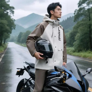 【24 ship】Raincoat Set Fashion Outdoor Riding Rainsuit Set for Men Women Couple Waterproof Soft Thick raincoat girl Pink White