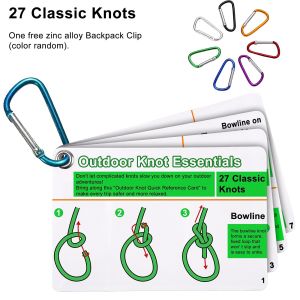 [ Buy One Get Two Comes with a free alloy clasp  27 Outdoor activities Knot Reference Guide Card ] Waterproof Portable Outdoor bag accessory