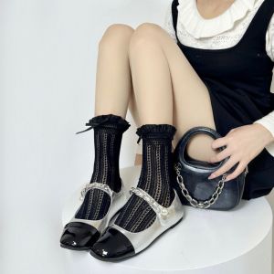 【Fashione Living】จัดส่งด่วนสุดในกรุงเทพ! ถุงเท้าลูกไม้กลวงผู้หญิง ถุงเท้าสไตล์บัลเลต์ขาวดำออฟไวท์ ถุงเท้าน่ารัก ถุงเท้าเจเค ถุงเท้าโลลิต้า หลากหลายสไตล์