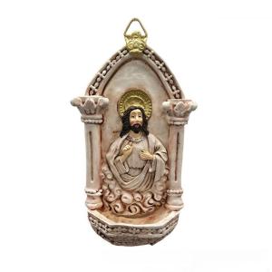 European Resins Wall Hanging Holy Water Font Christian Home Decors Handcrafted Religious Ornament For Indoor Space