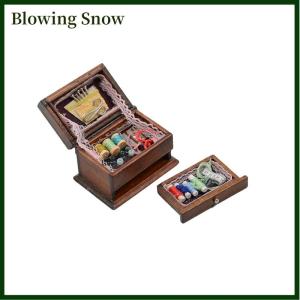 Blowing Vintage Sewing Needlework Needle Kit Box 1:12 Dollhouse Miniature Mini Decor