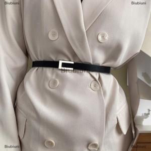 [COD] Biubiuni Phụ Nữ Mỏng Vành Đai Màu Đen Vàng Bạc Kim Loại Khóa Vành Đai PU Da Giản Dị Vành Đai Thắt Lưng Quần Ăn Mặc Trang Trí Dây Thắt Lưng