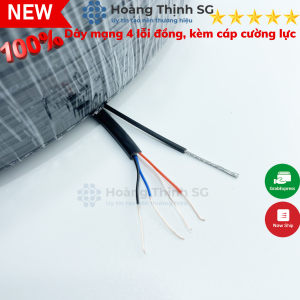 Dây mạng 4 lõi đồng nguyên chất 100% kèm cáp chịu lực chắc chắn tính theo mét thương hiệu KADITA Chuyên dùng cho camera