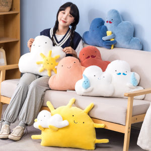 JOJO CASTLE Kawaii Pillow Cloud Cartoon Sun Moon Raindrop Cloud Pillow Cushion Creative Happiness Cloud Family Plush Toy Sofa Home Decor