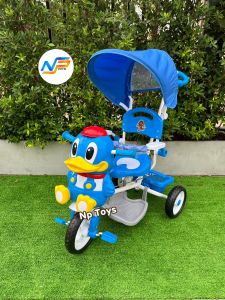 Np Toys รถสามล้อเข็น ปั่นได้ มีหลังคา มีเสียงดนตรี รถสามล้อปั่นเจ้าเป็ด No.A27