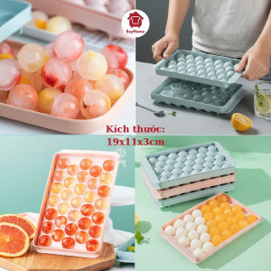 Khay đá Silicon 6-8-14 Ô Khay làm đá tròn 33 viên Có nắp đậy tránh mùi kháng khuẩn