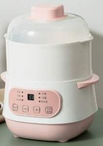 Intelligent Household 200W 1L Electric Ceramic Slow Cooker Stew Pot With Reservation +Timing With Steam Tray