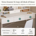 SKPLUS 60cm Bedroom Dressing Table Aesthetic Vanity Makeup Desk With Round Mirror LED Light Drawer - Fulfilled by SKPLUS. 