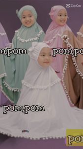 MUKENA ANAK RENDA POMPOM / LUCU BANGET / BAHAN ADEM TERBAIK