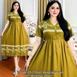 Daster Kimono Motif Bunga Terbaru Pakaian Santai Cantik Ibu Muda Dress Kekinian Bahan Rayon Premium Busui Kancing Depan