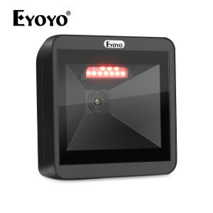 【🚚Local 1~3 days delivery🚚】Eyoyo 2D Desktop Barcode Scanner Omnidirectional HandsFree Wired USB Big Barcode Reader 1D QR Screen Barcode Automatic Sensing Platform Scanner for Supermarket Library Retail Store