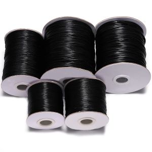 Dia 0.5mm-2mm Black Waxed Cotton Cord Waxed Thread Cord String Strap Necklace Rope For Jewelry Making Supplies