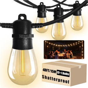 Powdeom 10-30M S14 String Lights Patio Lights UK Plug LED Waterproof Outdoor Light Hanging Garden Light Christmas Fairy Light Wedding Lights
