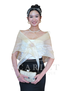 Alampay Flower - Modern filipiniana shawl with embroidered design