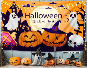 (Tặng đinh móc+keo dán) Tranh vải treo tườngbackdrop Halloweenlễ hội hoá trangtrang trí sự kiệnthiết kế theo yêu cầu
