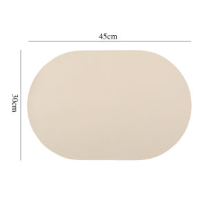 Pure Color PU Leather Oval Shape Placemat Insulation Pad Heat-Resistant Oil-proof Insulation Pad Mat Kitchen Utensil