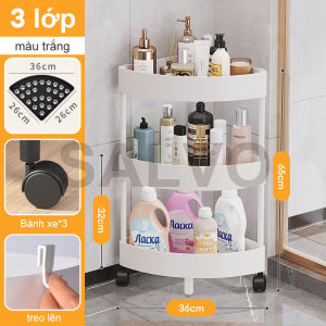 SALVO Kệ góc tường để đồ phòng tắm bằng nhựa có bánh xe Kệ nhà Cao cấp bếp đa năng 3/4/5 Tầng