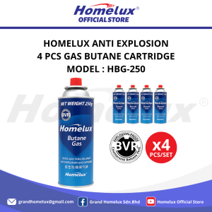 [ 4 PCS ] HOMELUX ANTI EXPLOSION GAS BUTANE CARTRIDGE HBG-120/HBG-250 GAS DAPUR TIN UNTUK DAPUR MUDAH ALIH