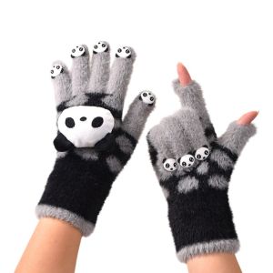 MYTHIS 1pair Plush Hand Gloves Winter Gloves Open Fingertips Plush Knit Fabric Knitted Winter Gloves Gifts Ribbed Cuffs Touchscreen Gloves Writing