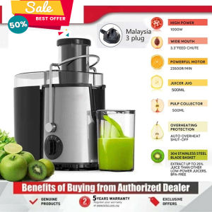 Local Warranty -Special Offer KONKA Stainless Steel Juice Extractor 850W Heavy Duty Blender Mixer Juicer High Power Blender Machine Cold Press Slow Speed Juicer Centrifugal Juicer Fruit Juicer Blender Easy to Clean with Pulp Measuring Cup