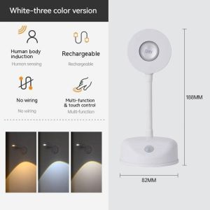 LED Rechargeable Motion Sensor Wall Light Spotlight Wireless Wall Monted Night Light Wall Lamp For Bedroom Mural Living Room 墙壁射灯室内射灯人体感应灯感应灯夜灯