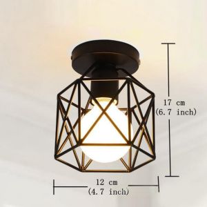 YHLAMP【Free Bulb】Nordic Pendant Light Cage Industrial Retro Home Decor Cafe Lights Chandelier Kitchen Dining Room Lamp Loft Pendant Light LED Metal Chandelier