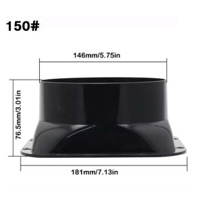 ABS Square Flange Duct Connector Square To Round Interface 100- 150mm For Air Duct Adapter Pipe