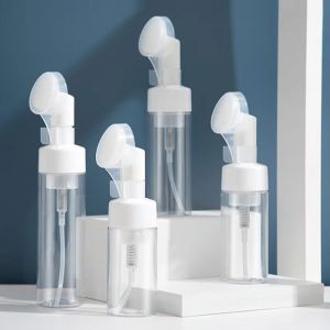 NOBLELUX Silicone Brush Soap Foaming Bottle Portable PET Foam Dispenser Bottle Press Type Facial Cleanser Bottle Facial Cleaning