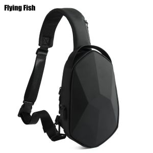Flying Fish Mens Fashion Brand Chest Bag Korean Cool Sports Messenger Bag Outdoor Hard Shell Sling Bag