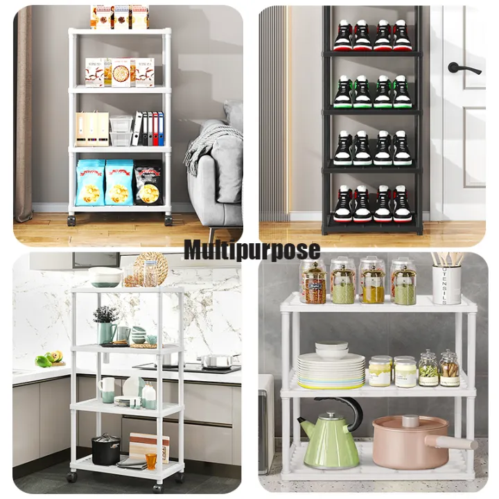 3row 4 Column Rack 3/4 Tier Storage Rack with Wheels Trolley Rak Shelf for Kitchen ...