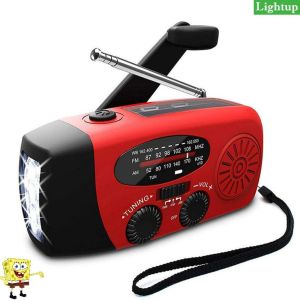 Đài FM/AM sạc năng lượng mặt trời hoặc bằng tay quay Dynamo tích hợp Đèn pin LED