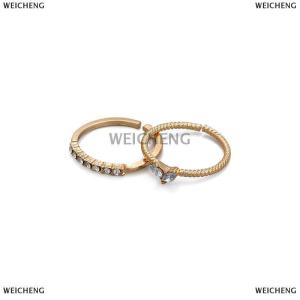 [COD] WEICHENG 2Pcs Set Zircon Heart Rings For Women Opening Adjustable Weave Rhinestone Ring Engagement Wedding Jewelry Fashion Girlfriend Gifts