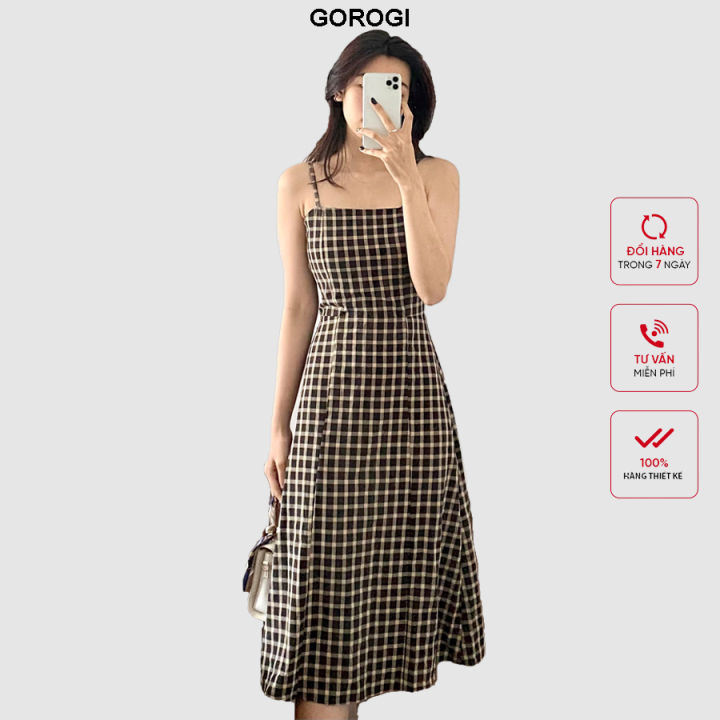 Váy 2 Dây Kẻ Caro Dài Qua Gối mua Online giá tốt - NhaBanHang.com