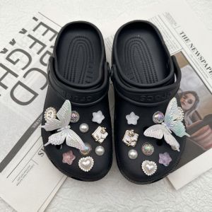 20Pcs/Set Crocs Jibbitz Charms Illusionary Long Tail Butterfly Shoe Buckle Detachable Pearl Shoe Flower Decoration for Crocs