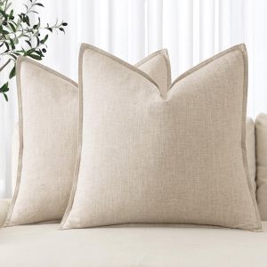 MIULEE Decorative Linen Pillow Covers 18x18 Inch Mustard Yellow
