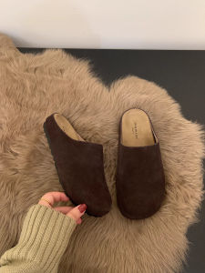 [Free Shipping] Plus-Size Niche Versatile WomenS Shoes New Autumn Collection Thick-Soled Slip-On Easy-To-Wear Closed-Toe Half-Slipper Style