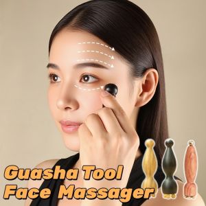 MMLUCK Reduce Puffiness Sandalwood Lotus pod Massager Face Lifting and Tightening Five Beads Design Eye Massage Stick Massage Plate Rosewood Guasha Face Massager Tool Head Relaxation