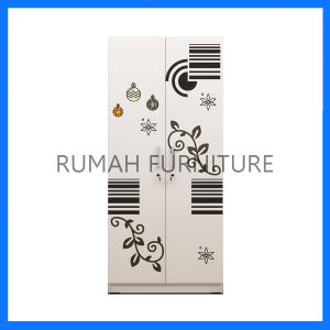 LEMARI PAKAIAN UPVC 2 PINTU JUMBO ALONA GANTUNGAN FULL KUNCI PUTIH