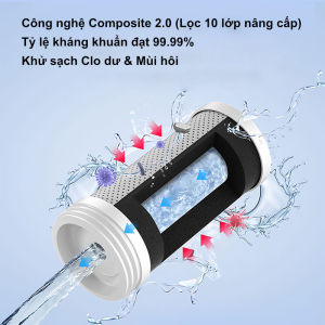 Lọc nước composite 2.0 kháng khuẩn 99.99% cho vòi nước khử Clo ngăn cặn lọc composite 10 lớp kích thước 40 x 94mm thay thế 6-12 tháng bảo vệ sức khỏe gia đình.