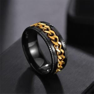 JON09 Goth Vintage Punk Fidget Spinner For Teens Stainless Steel Women Anxiety Rings Men Rings Twist Chain Korean Finger Rings